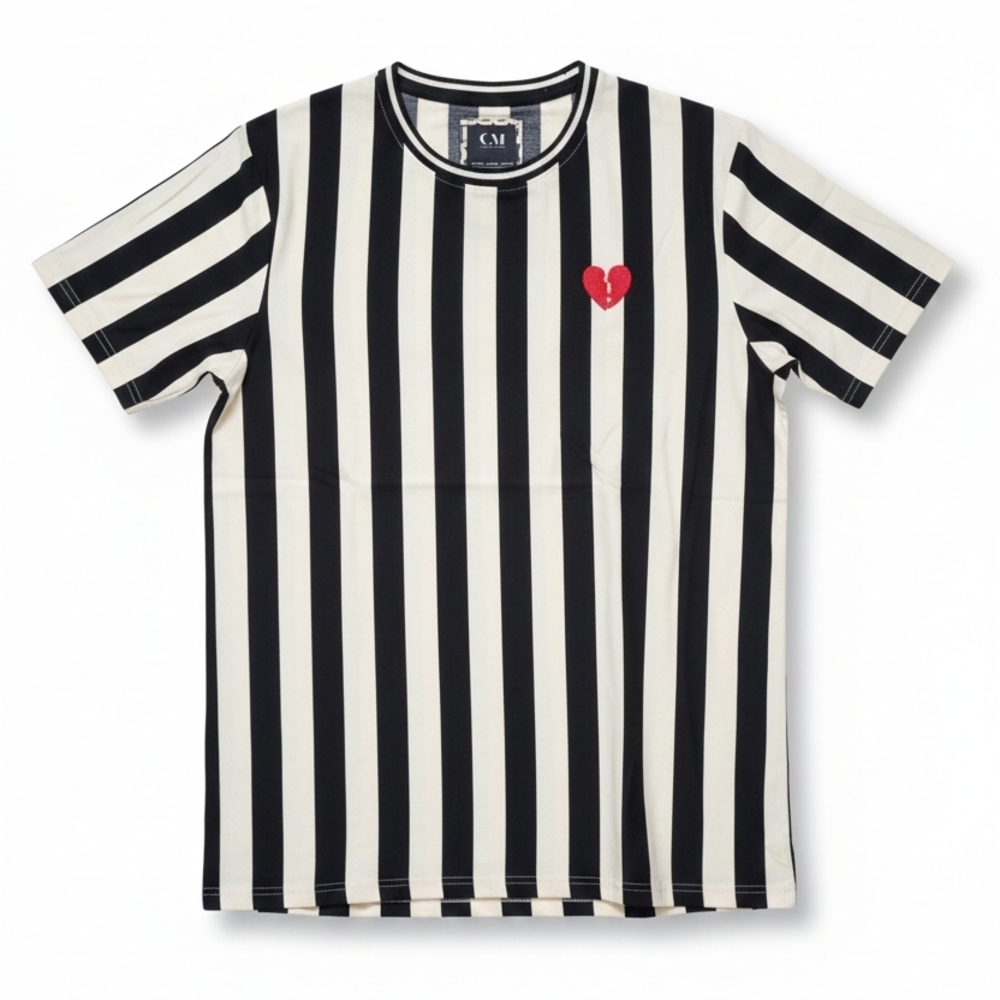 Striped Tee with Heart Detail